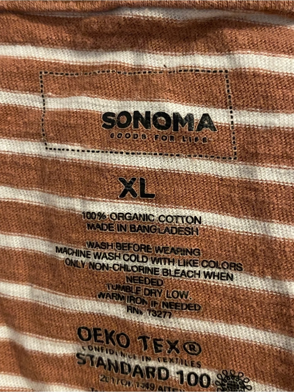 Sonoma Rust Brown and White Striped Short Sleeve Tee - Picture 2 of 2